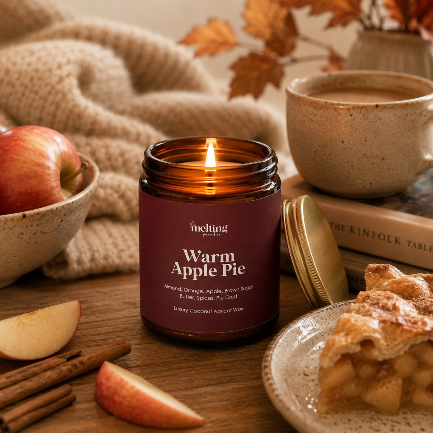 Warm Apple Pie Coconut Apricot Wax Candle – Fall Scented Candle | 8oz