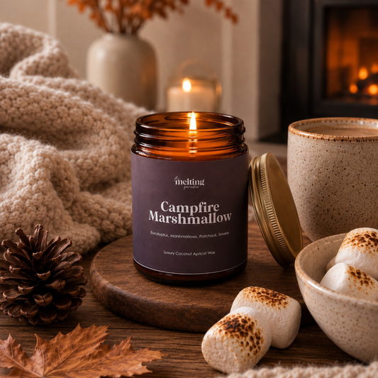 Campfire Marshmallow Coconut Apricot Wax Candle – Fall Scented Candle | 8oz